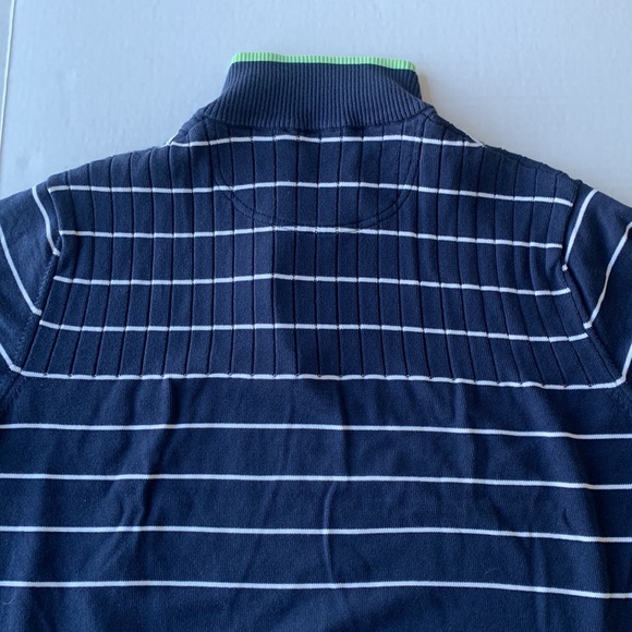 ERMENEGILDO ZEGNA - ZEGNA SPORT Navy & White Striped Sweater Quarter Zip Size L - Picture 11 of 14